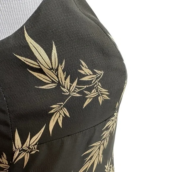 Sue Wong Womens Floral Balloon Tiered Maxi Dress Sz Small Green Gold Sleeveless - Picture 4 of 12